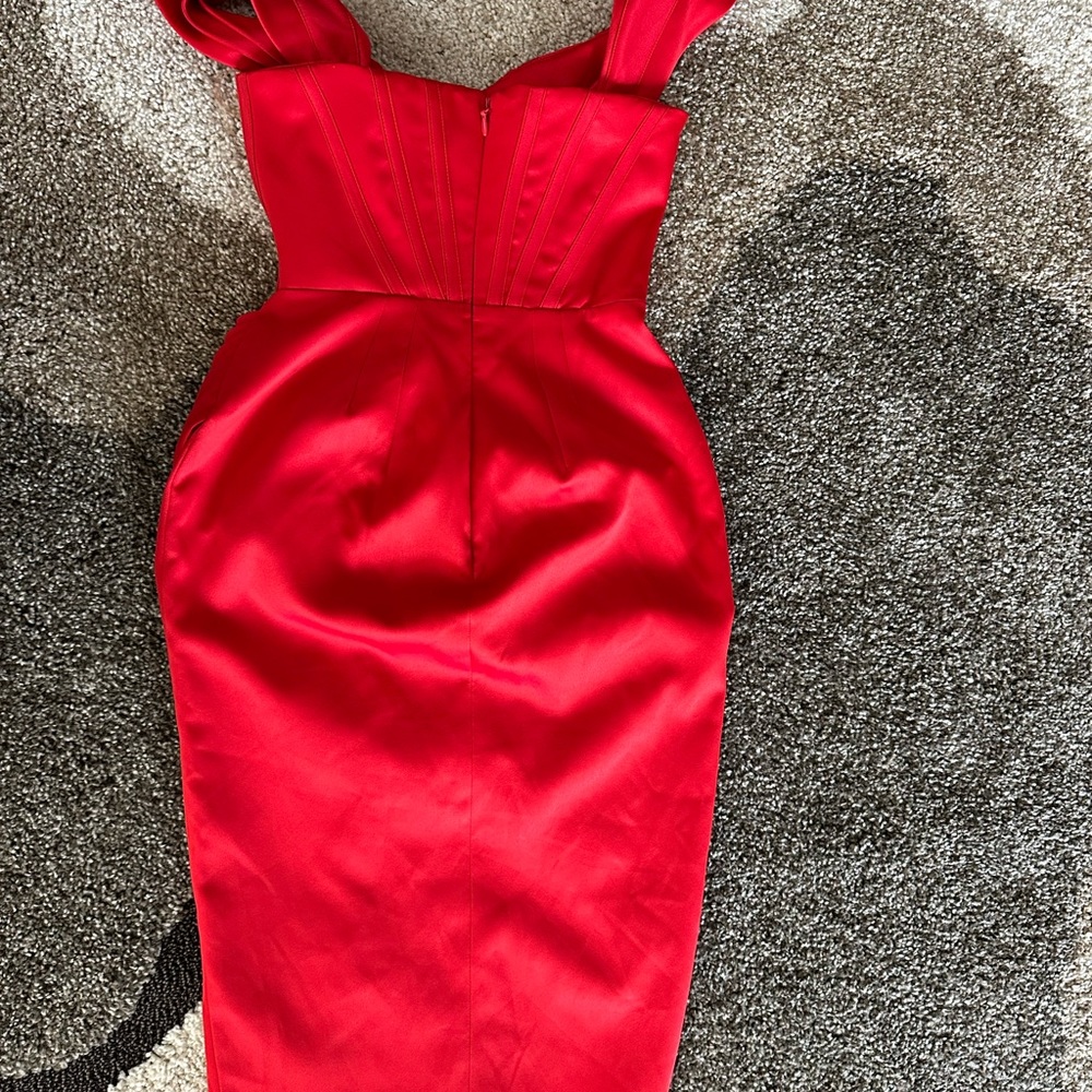 House of cb Loretta Off the Shoulder Satin Corset Dress - Picture 11 of 11